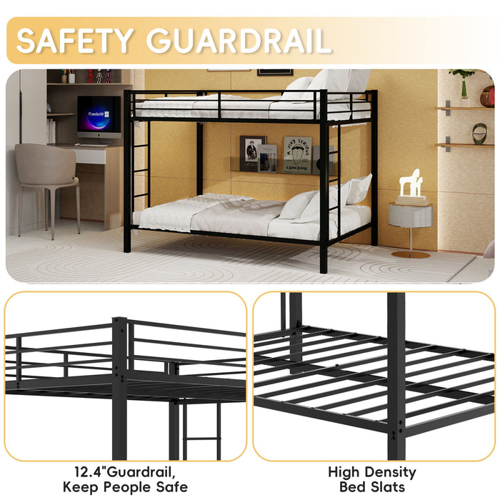 Bunk Bed For Kids, Convertible Frame With Ladders & Guardrail