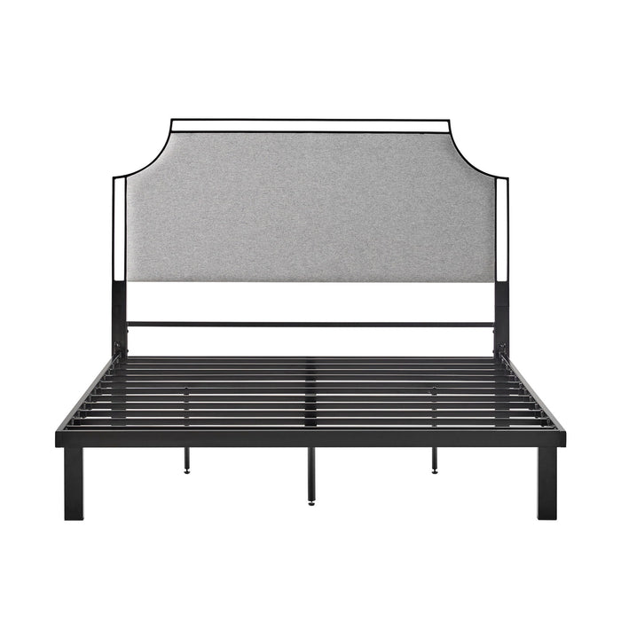 Daybreak - Queen Bed Frame Upholstered Metal - Gray