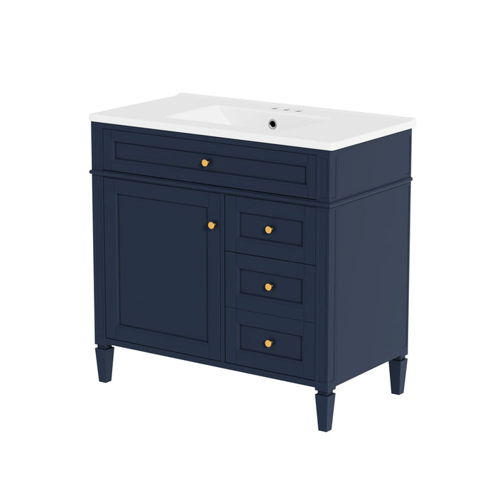 Bathroom Vanity With Top Sink, 2 Drawers, Tip Out Drawer