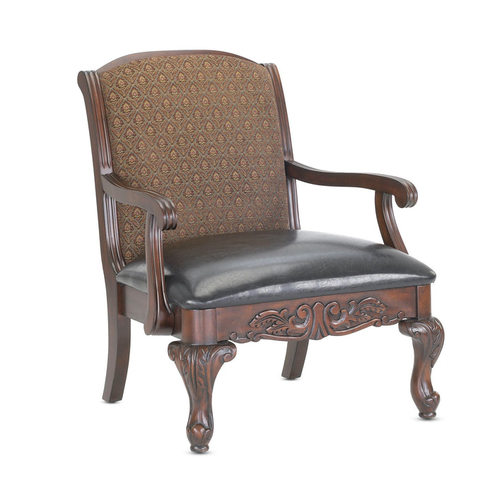 Lucille - Arm Chair, Jacquard Fabric Back - Brown