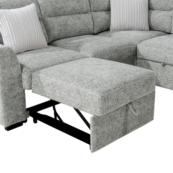 Emiliano - Sectional Sofa With 3 Pillows - Nickel