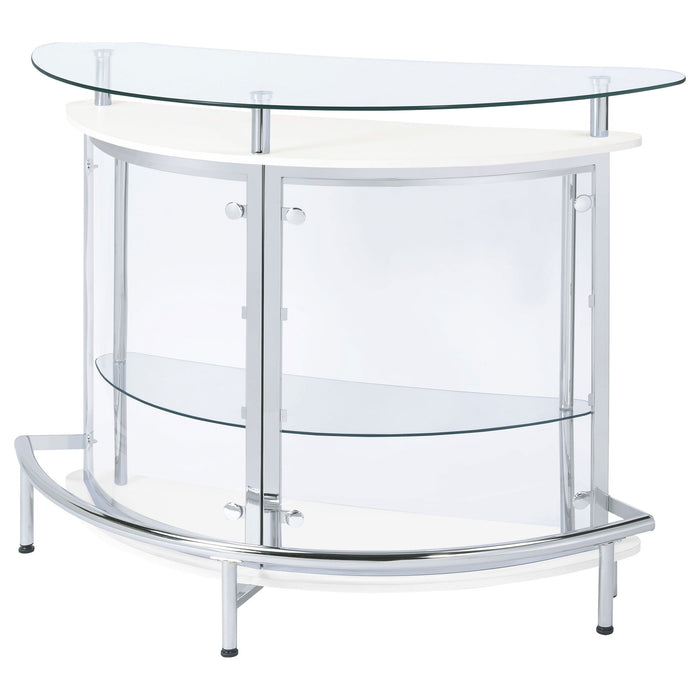Strick - Freestanding Glass Top Home Bar Wine Cabinet - White