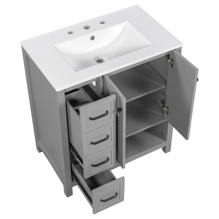 Bathroom Vanity With Sink Top, Bathroom Vanity Cabinet With 2 Doors And 2 Drawers, Open Shelf