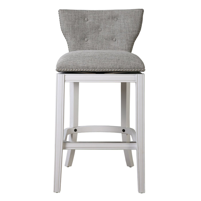 Upholstered Swivel Stool With Back