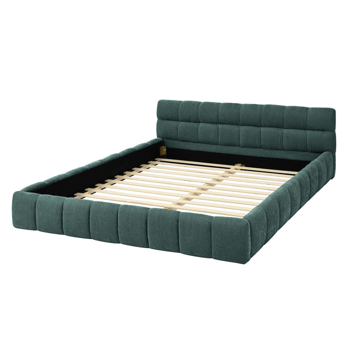 Modern Platform Bed Frame With Thick Chenille Fabric