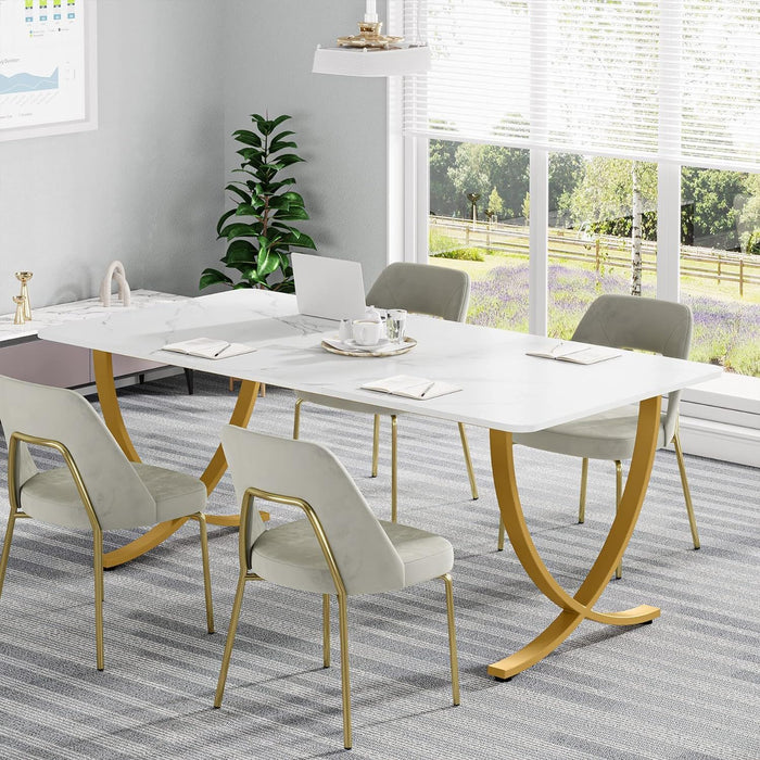 Executive Office Computer Desk For Home Office - White / Gold