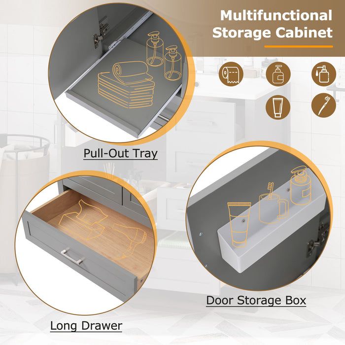 Modern Bathroom Vanity With Ceramic Sink, Solid Frame And Storage Solutions