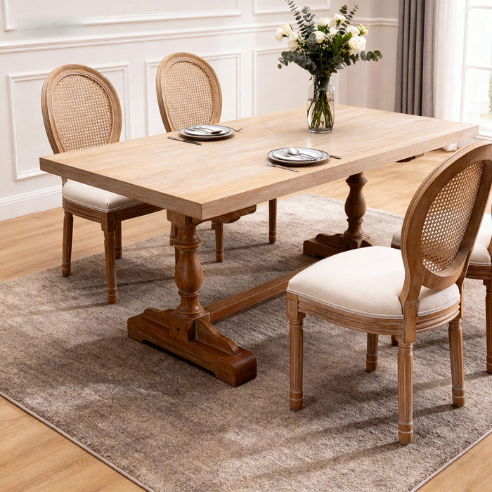 Dining Chairs, Upholstered With Round Back (Set of 2) - Beige