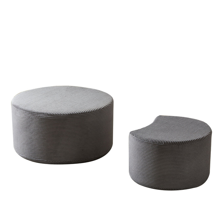 Modern Upholstered Round Coffee Table For Living Room (Set of 2)