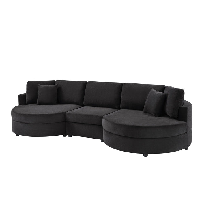 Modern 3 Seater Upholstered Sofa With Curved Design