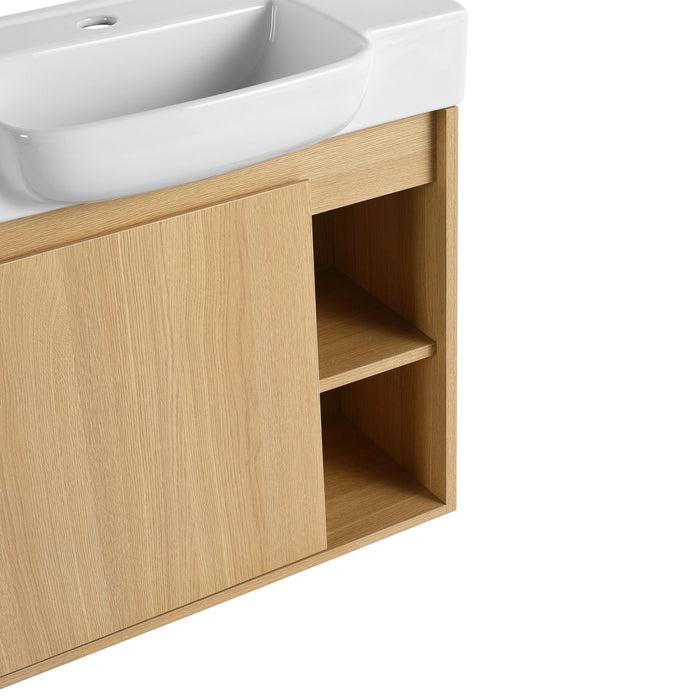 Wall Mounted Bathroom Vanity With Sink & Soft Close Door