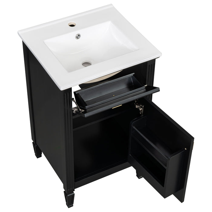 Bathroom Vanity With Sink, Adjustable Shelf, Tilt-Out Drawer
