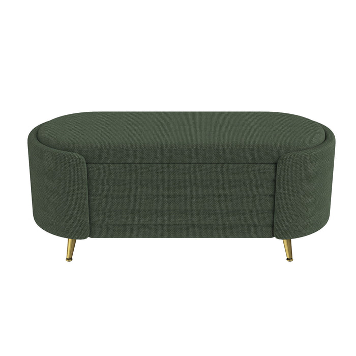 Modern Oval Storage Ottoman With Upholstery
