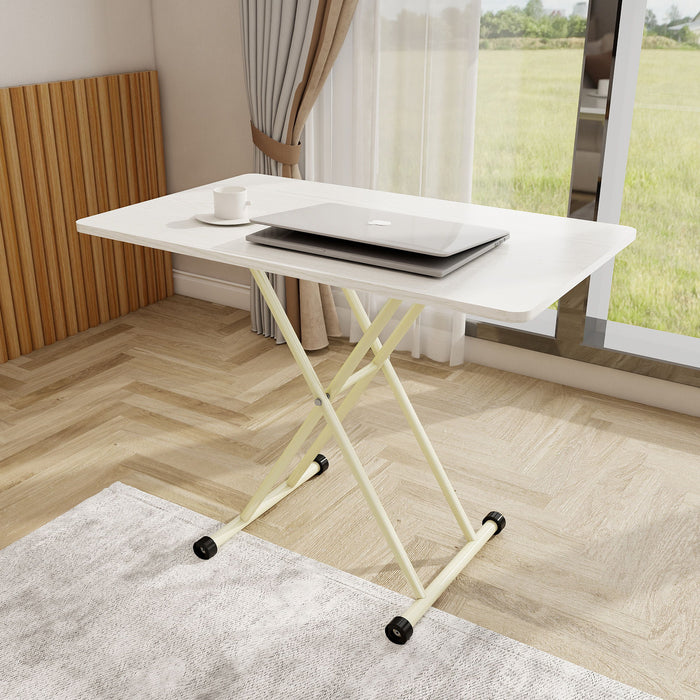 Adjustable Standing Table, Indoor & Outdoor Use, Portable With Adjustable Height - Off White / White
