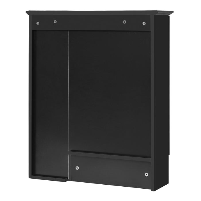 Modern 3 In 1 Bathroom Mirror Cabinet With Adjustable Shelf & Towel Bar