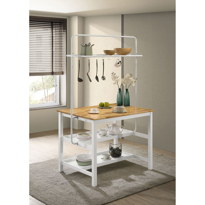 Cowichan - Kitchen Island Counter Table With Pot Rack - White