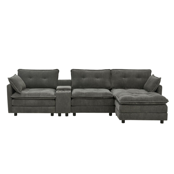 Oversized Modular Sectional Sofa With Multi Functional Console