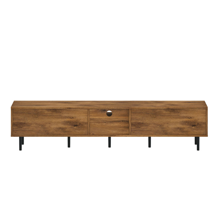 TV Stand, L Shaped Handle Entertainment Console With Storage - Natural