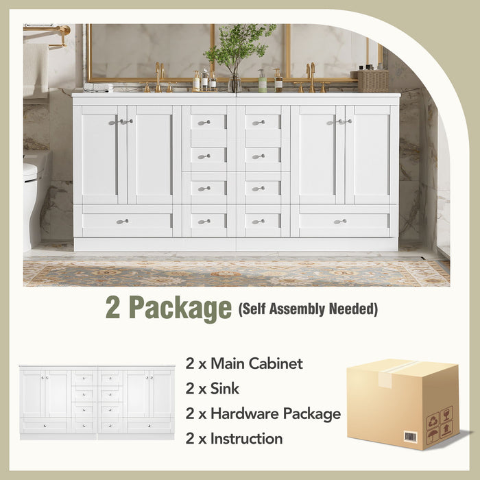 Shaker Free Standing Bathroom Vanity Cabinet & Sink, Soft Close Drawers, Soft Close Doors