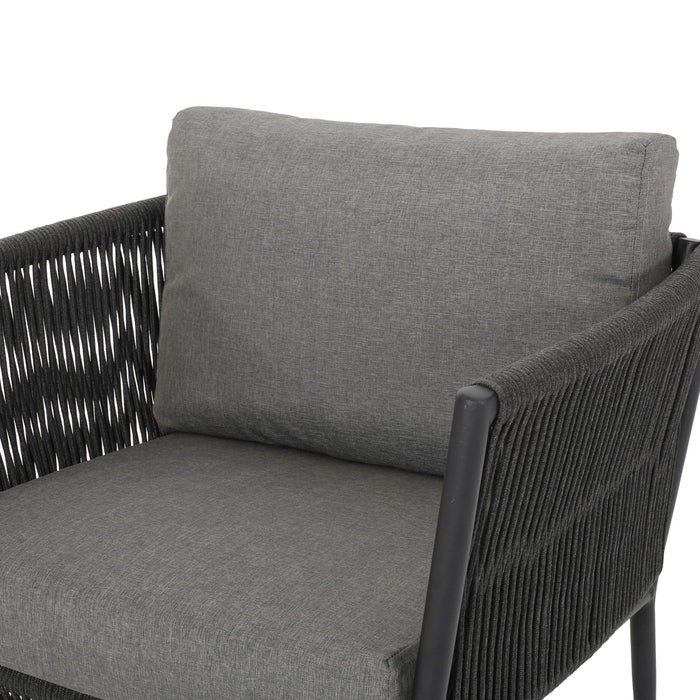 Hanford - Modern Club Chair With Woven Rope Design - Gray