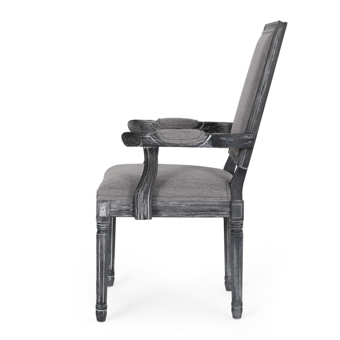 French Country Style Upholstered Dining Chair With Square Backrest