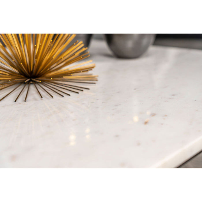 Volz - Square Coffee Table With Crisscross Base - White Marble