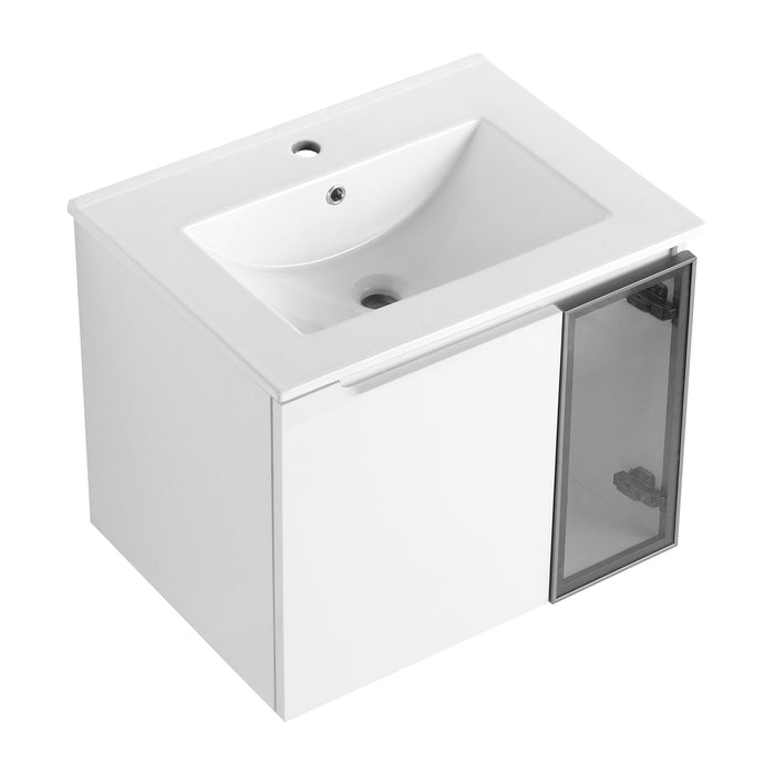 Wall Mounted Bathroom Vanity With Sink, 2 Soft Close Doors, Cabinet & Half Door