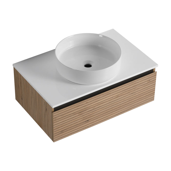 Wall Mounted Bathroom Vanity With Art Sink & 1 Soft Close Drawer