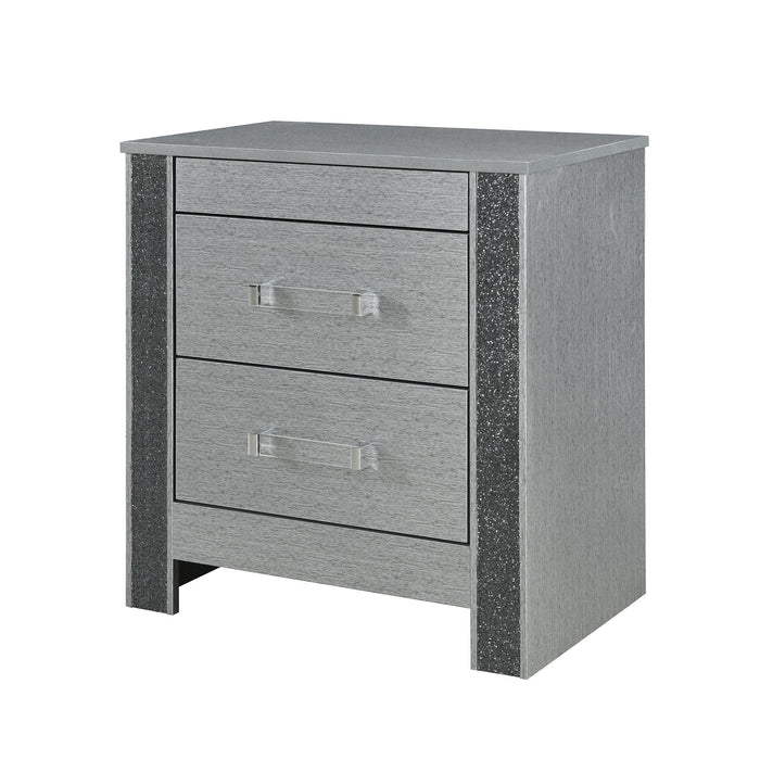 Lorenzo - Nightstand With Hidden Compartment And Handles - Silver