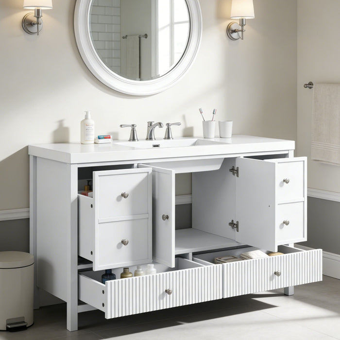 Bathroom Vanity With Separate Sink, Soft Close Doors And 4 Drawers