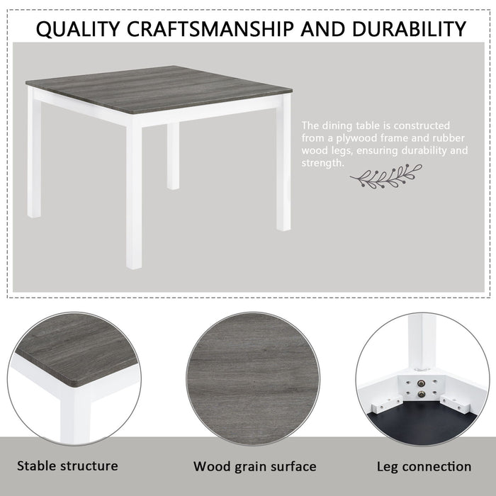 5 Piece Dining Table Set With 4 Chairs For Kitchen - Gray / White
