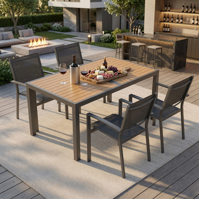 5 Piece Patio Dining Set With Table And Chairs For Outdoor Use - Gray