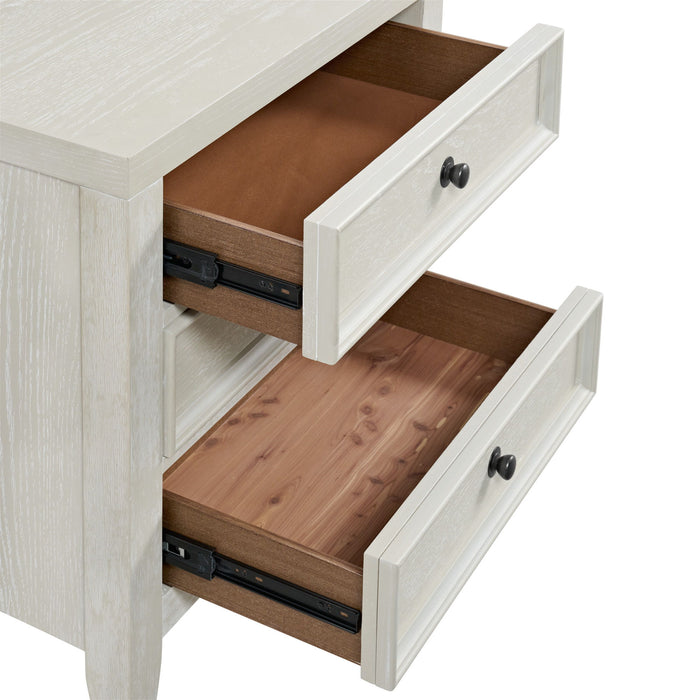 Woodinville - 3-Drawer Nightstand With USB Charging Port, Dovetail Joinery, Felt And Cedar-Lined Drawers - Gypsum Whitewash