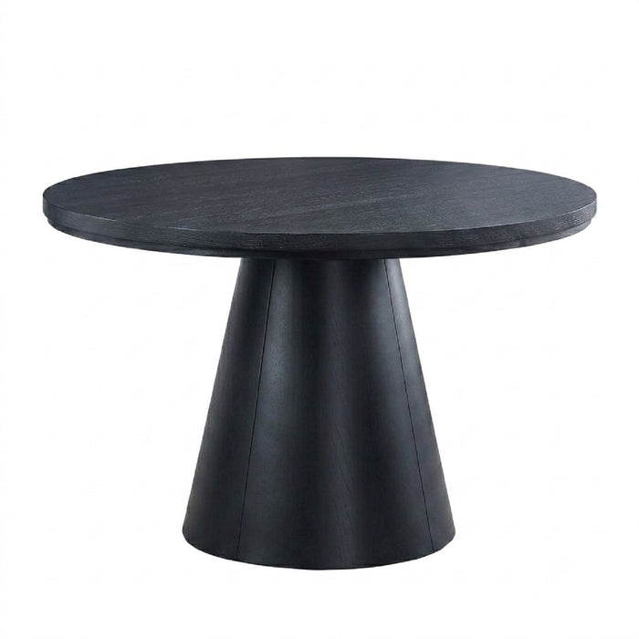 Round Dining Table With Cone Shaped Base - Black