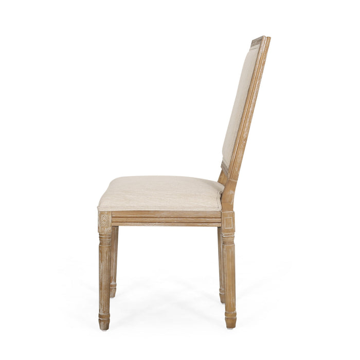 French Country Style Dining Chair With Upholstered Seating And Fluted Legs
