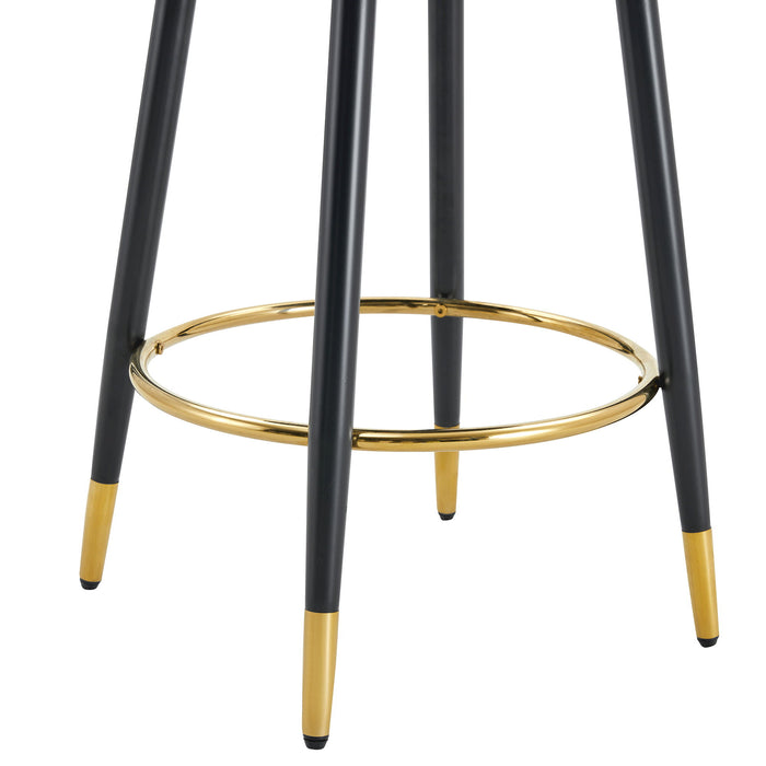 Modern Upholstered 360° Rotatable Bar Chair With Metal Legs For Dining Room (Set of 2)