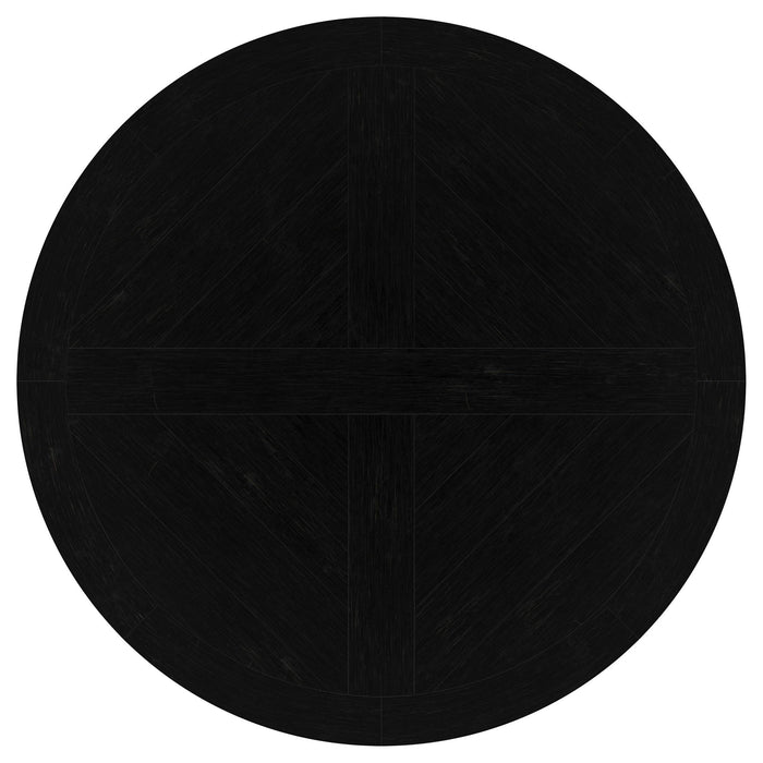 Allende - Round Dining Pedestal Table With Carved Base - Black