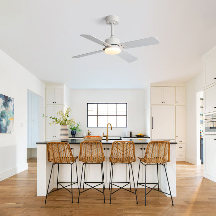 42" Ceiling Fan With Light And Memory Function, DC Reversible Motor, 4 Blades