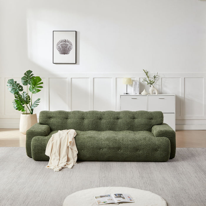 Cloud Series Minimalist Button Tufted Square Arm 3 Seater Sofa