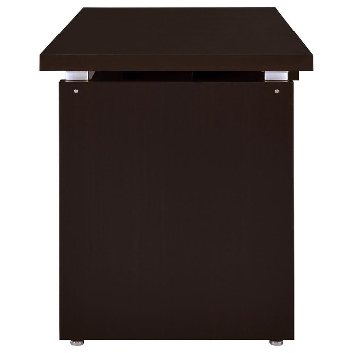 Floating - Top Computer Desk With Pullout Keyboard Shelf - Brown