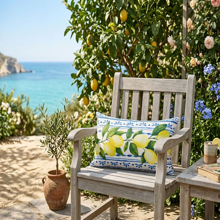 Summer Fresh Lemon Lumbar Outdoor Pillows - Multi