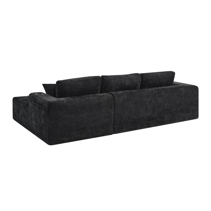 L - Shaped Sectional Sofa With Cup Holders & Side Pockets