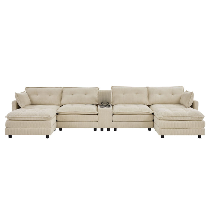 Oversized Modular Sectional Sofa With Multi Functional Console
