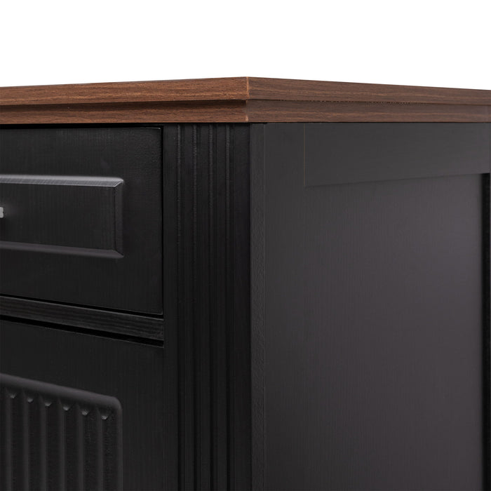 Fluted Sideboard Buffet Cabinet With 4 Doors And 3 Drawers