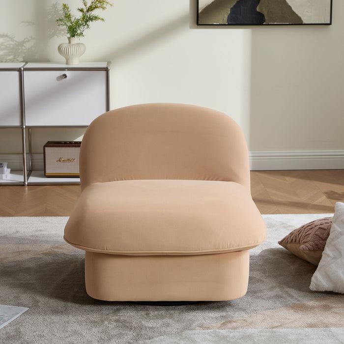 Pumpkin Shaped Swivel Accent Chair, 360 Degree Rotation For Living Room