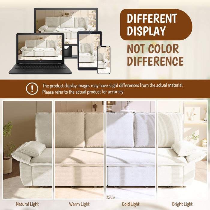 King Size Pull Out Sofa Bed, 3 In 1 Convertible Multifunctional