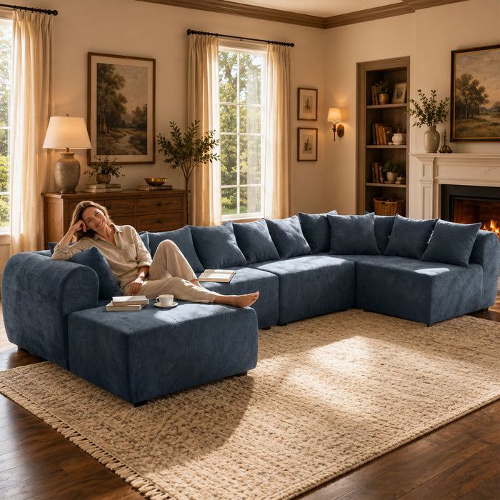 8 Seater U-Shaped Couch With Ottoman