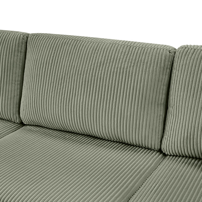 Oversized Sectional U-Shaped Sofa With Chaise Lounge And Three Soft Throw Pillows