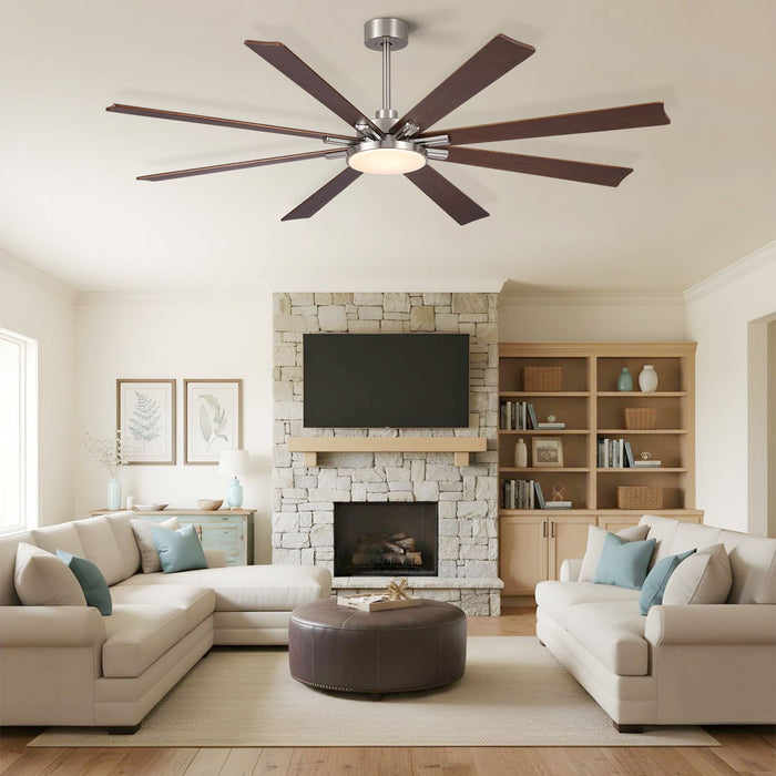 Large Ceiling Fan With Dimmable LED Light 8 Blades Remote Control, Reversible DC Motor