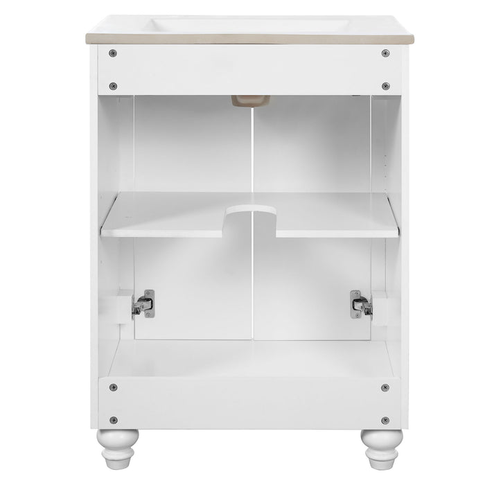 Bathroom Vanity With Ornate Elliptical Motif, Soft Close Hinges